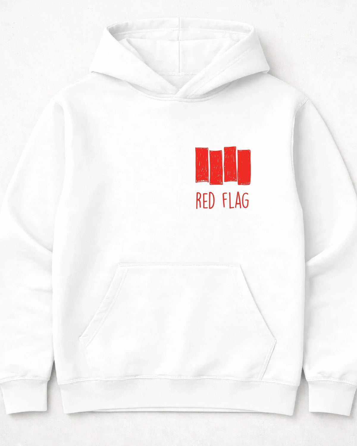 pulover s kapuco "red flag"