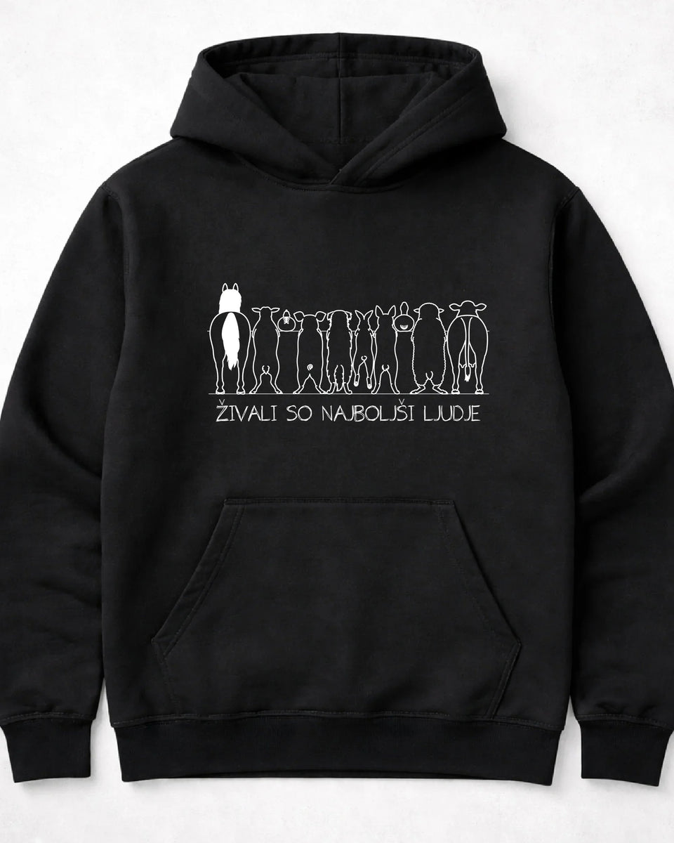 pulover s kapuco "živali so najboljši ljudje"