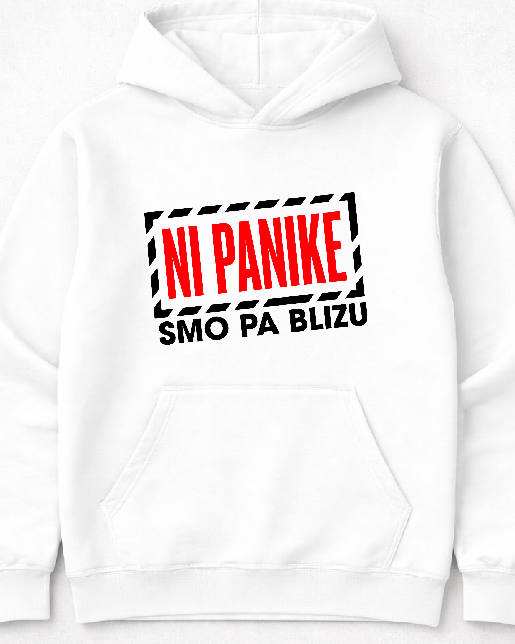 pulover s kapuco NI PANIKE - bel