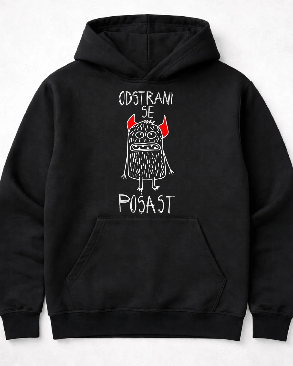 pulover s kapuco "odstrani se pošast"