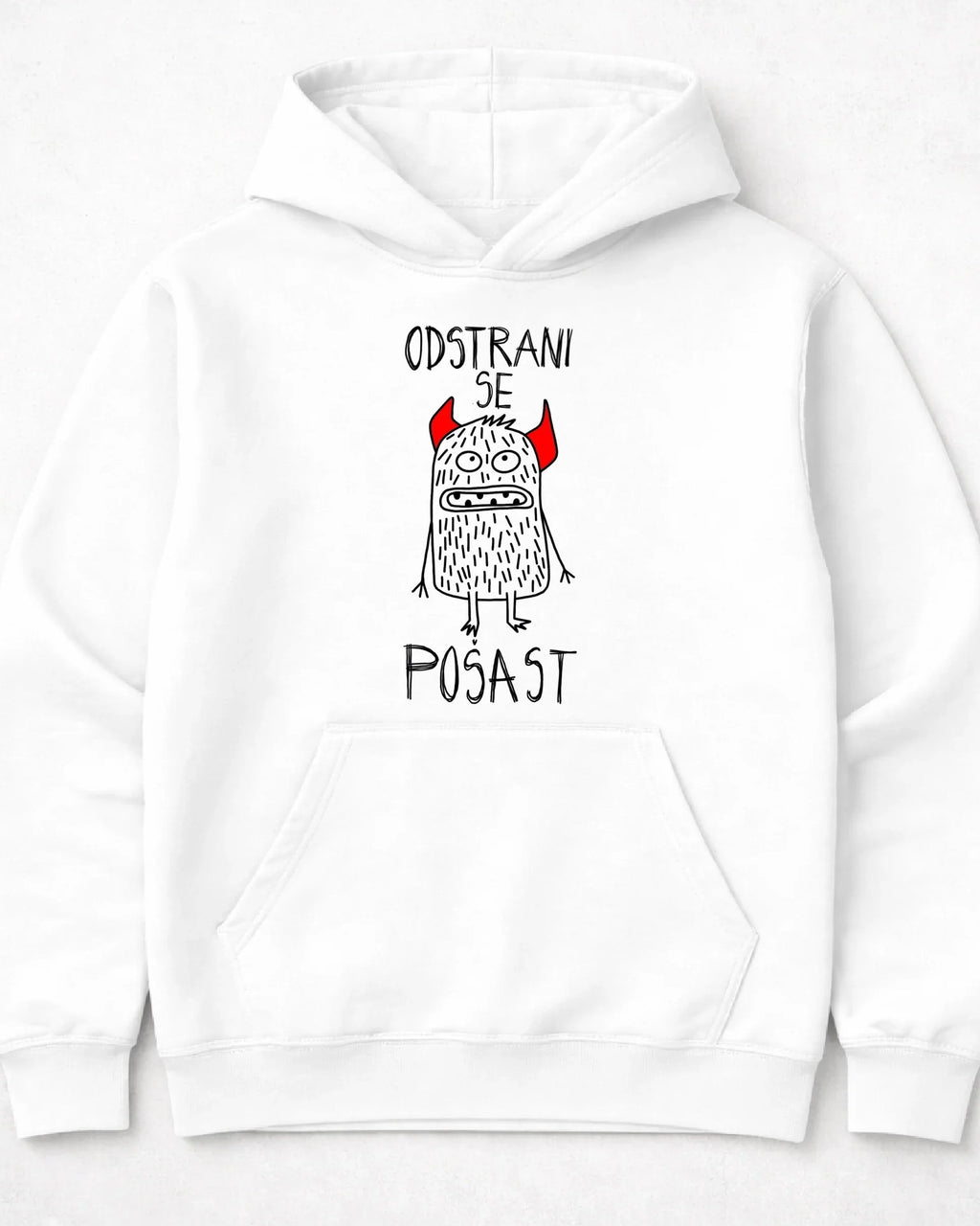 pulover s kapuco "odstrani se pošast"