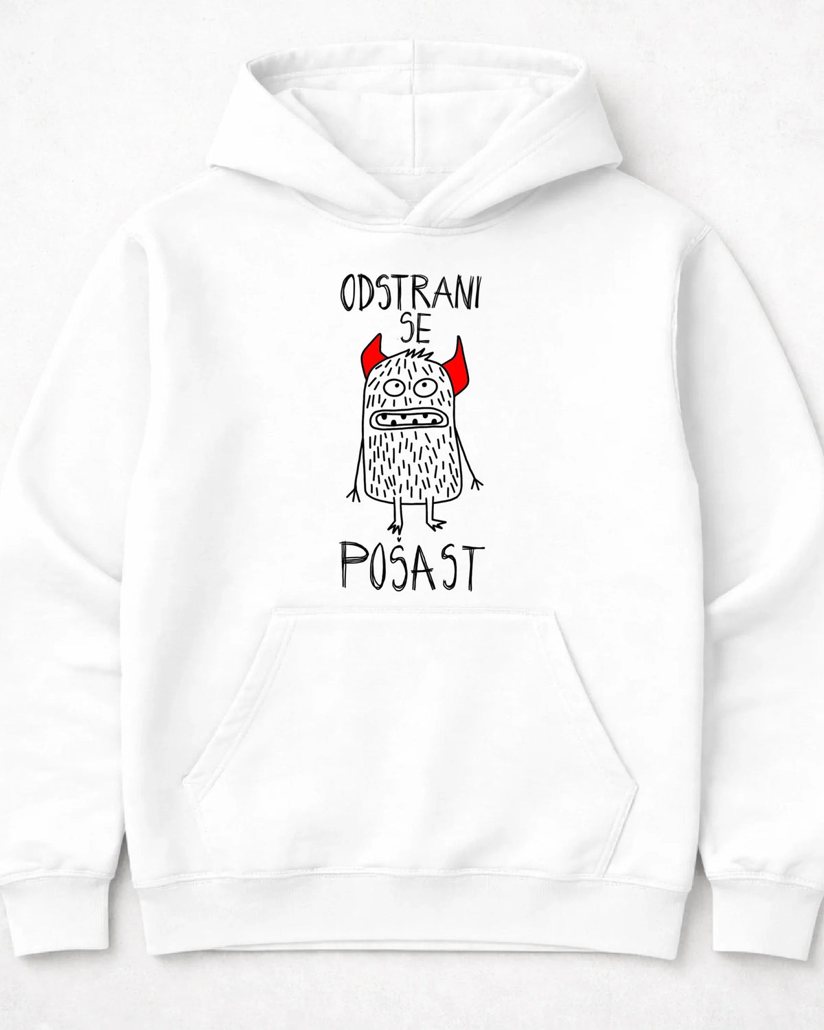pulover s kapuco "odstrani se pošast"