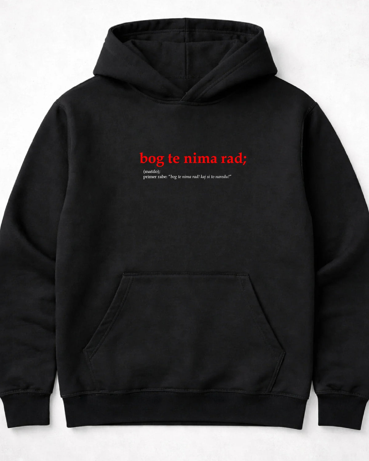 pulover s kapuco "bog te nima rad"