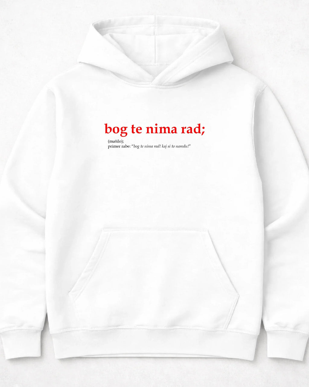 pulover s kapuco "bog te nima rad"