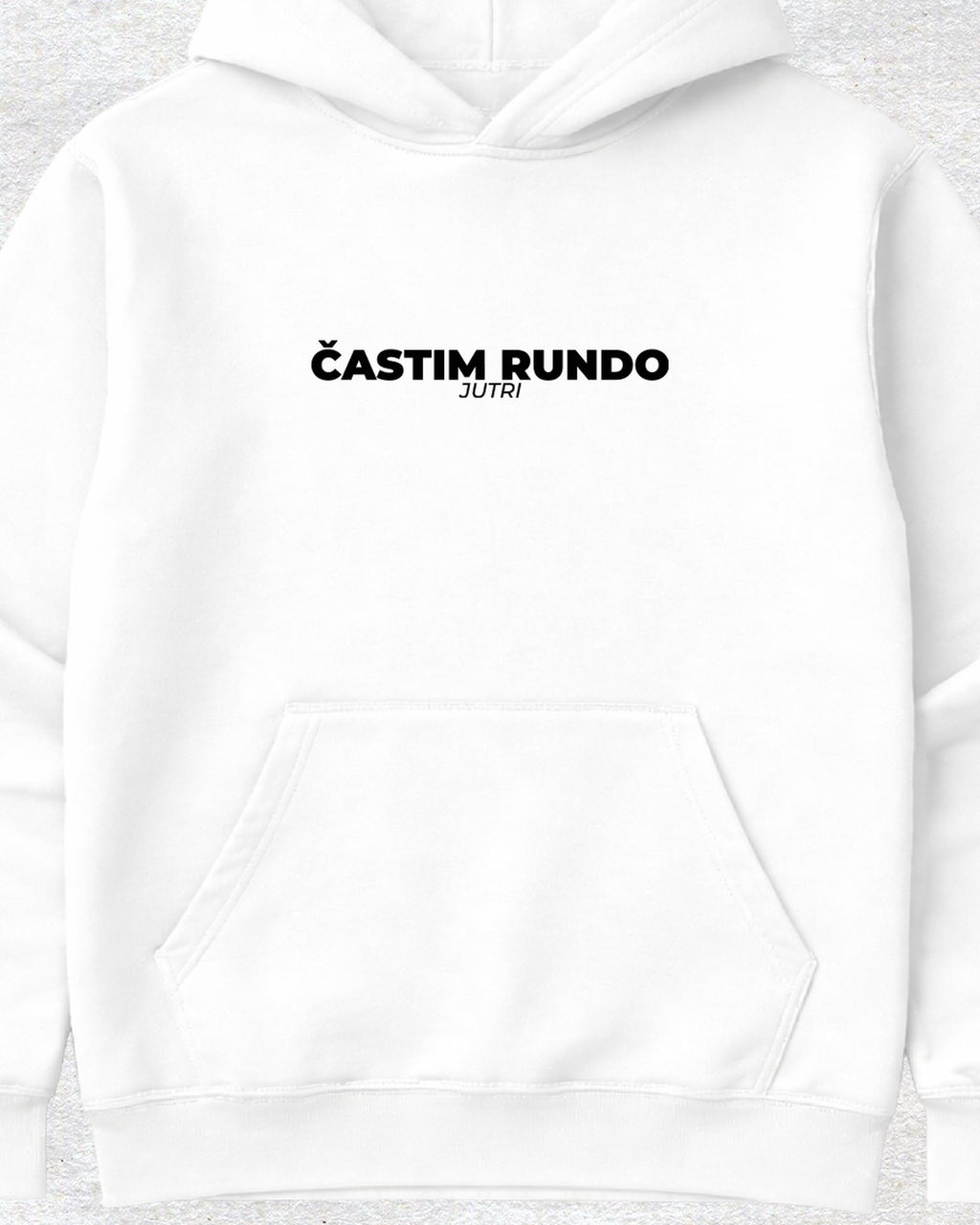 pulover s kapuco "častim rundo jutri"