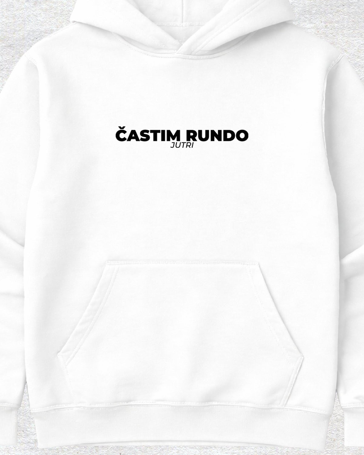 pulover s kapuco "častim rundo jutri"