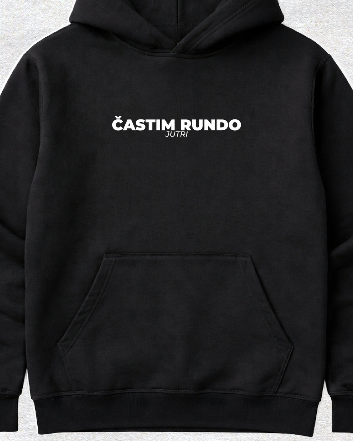 pulover s kapuco "častim rundo jutri"
