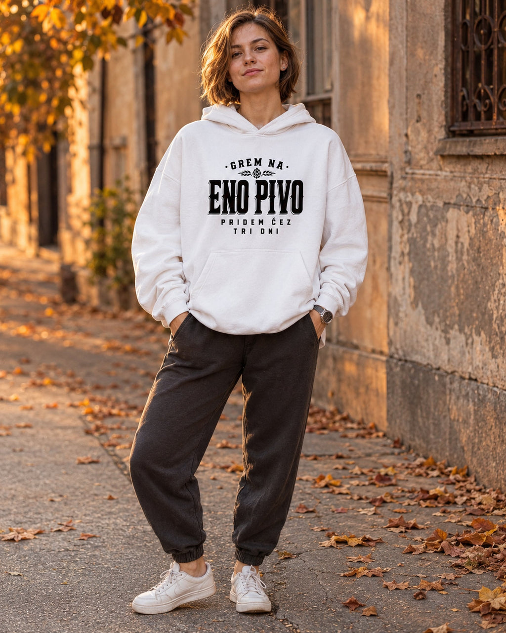 pulover s kapuco "eno pivo" - lifestyle bel