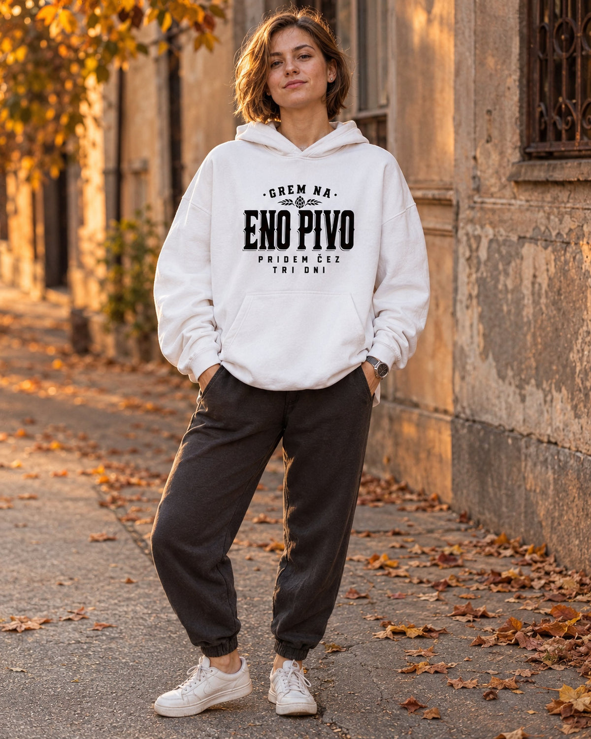 pulover s kapuco "eno pivo" - lifestyle bel