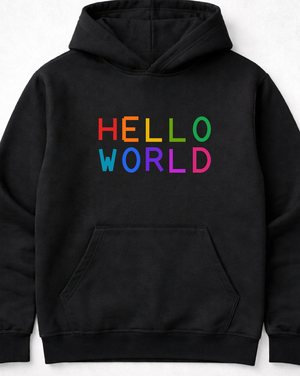 pulover s kapuco "hello world"