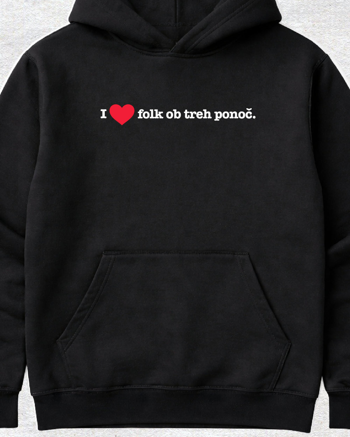 pulover s kapuco "i love folk ob treh ponoč"