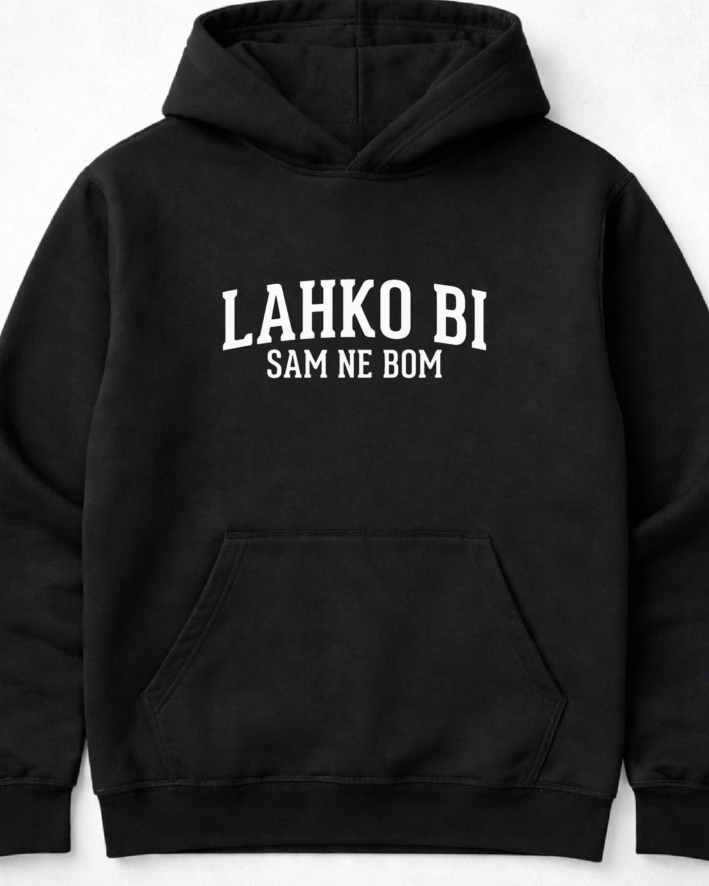 pulover s kapuco "lahko bi, sam ne bom" - mockup črn