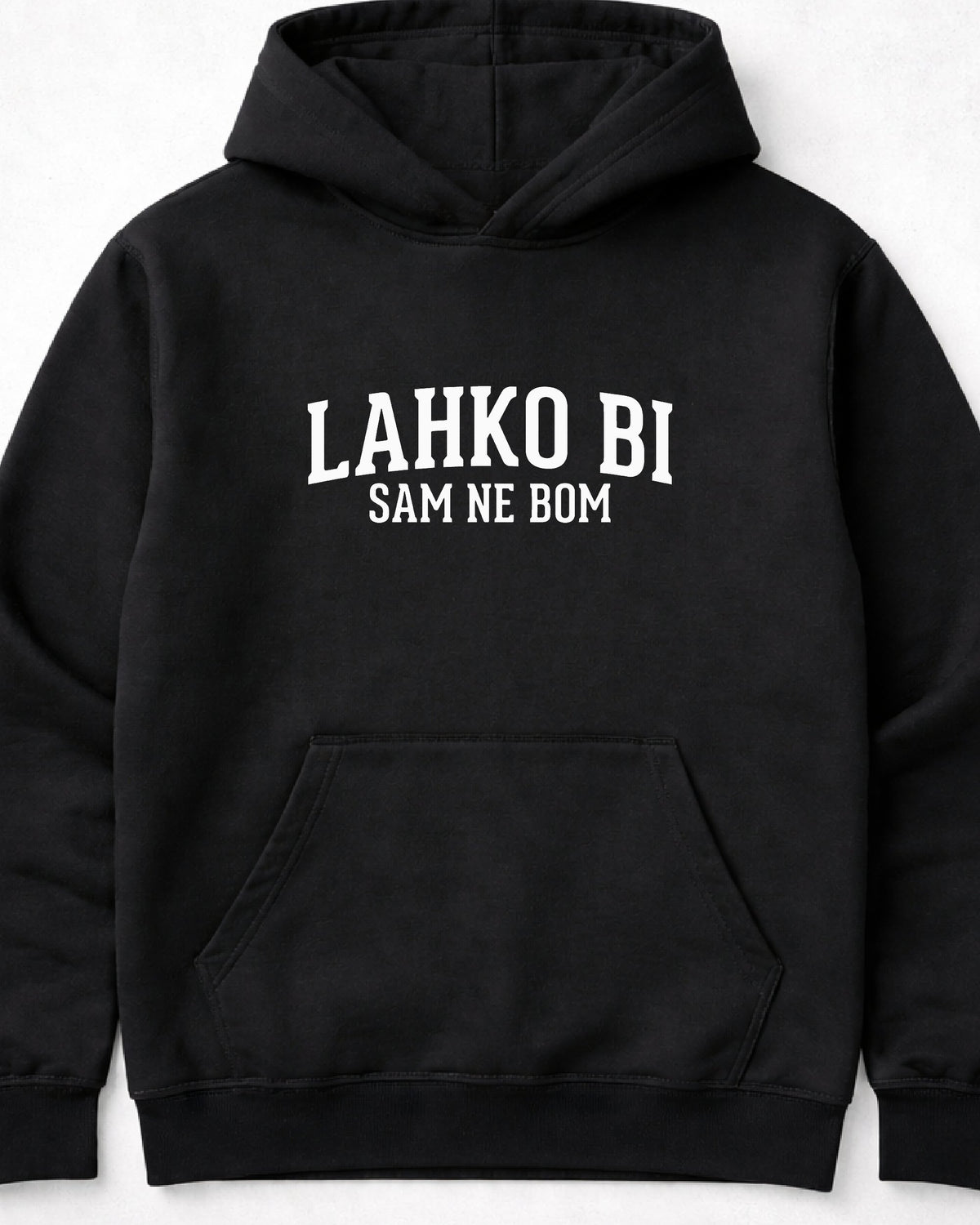 pulover s kapuco "lahko bi, sam ne bom" - mockup črn