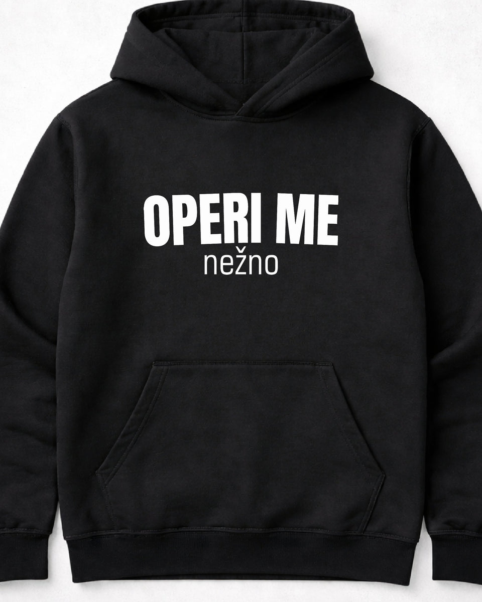 pulover s kapuco "operi me nežno"