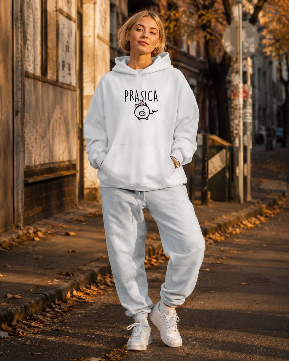 pulover s kapuco "prasica" - lifestyle bel