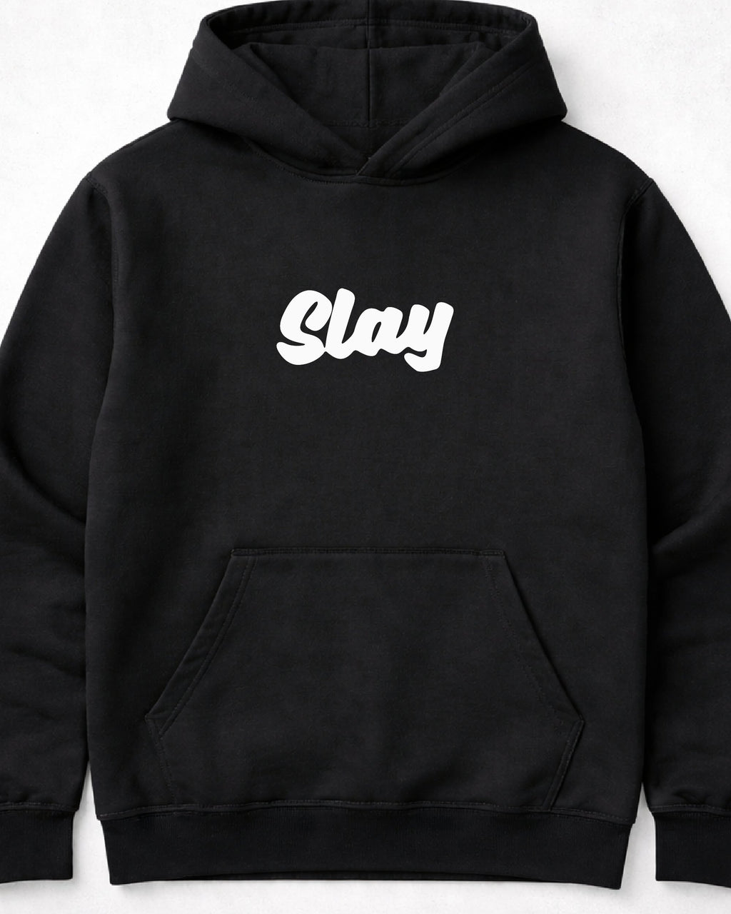 pulover s kapuco "slay" - mockup črn