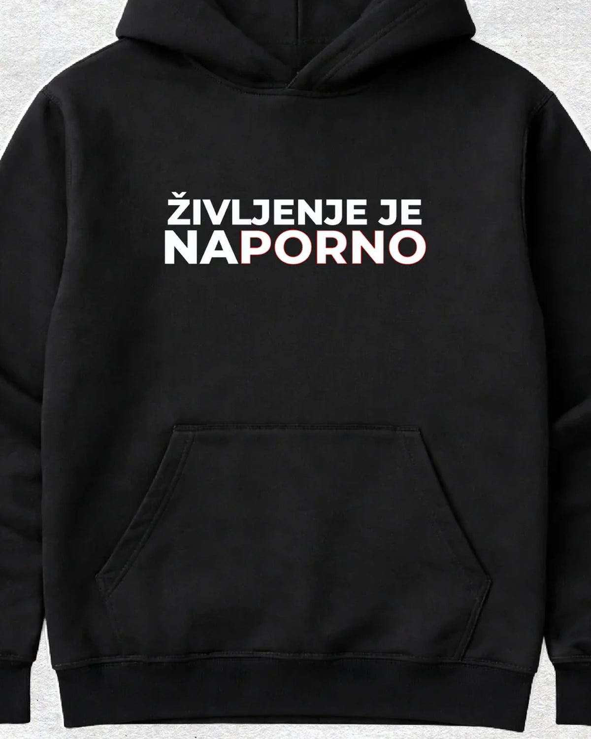 pulover s kapuco "življenje je na porno"